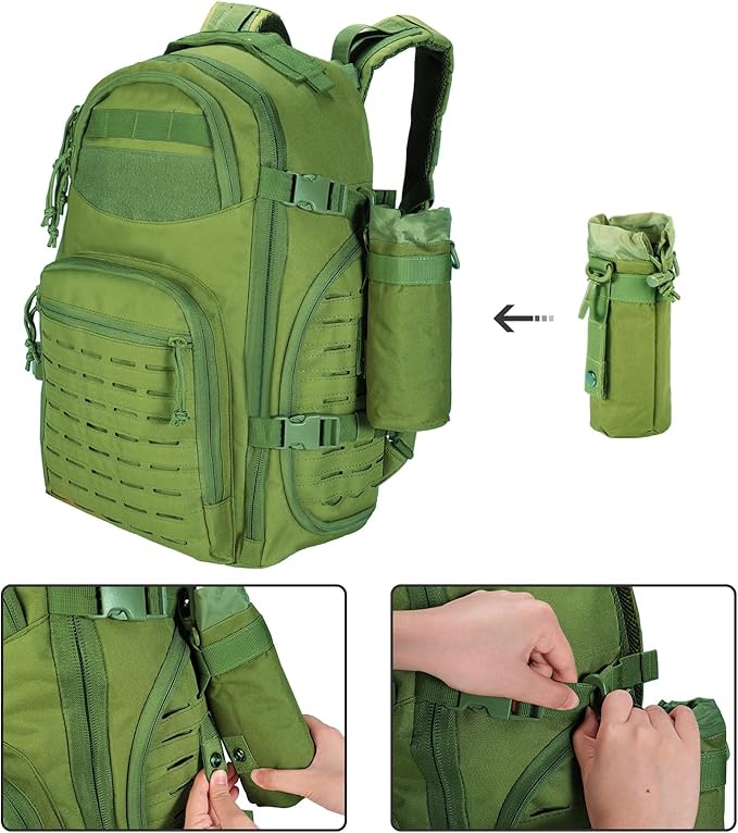 LiveGo 45L Military Tactical Backpack Hiking Trekking Rucksack with Water Bottle Sleeve - Suitable for Hiking Climbing Traveling (Green)