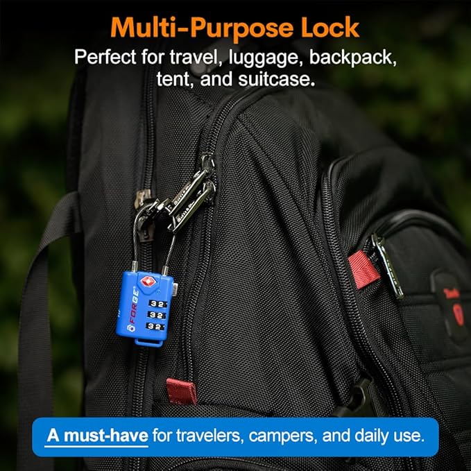 Bright Colors TSA Approved Luggage Locks 4 Pack Re-settable Combination with Alloy Body Blue 4 Locks.