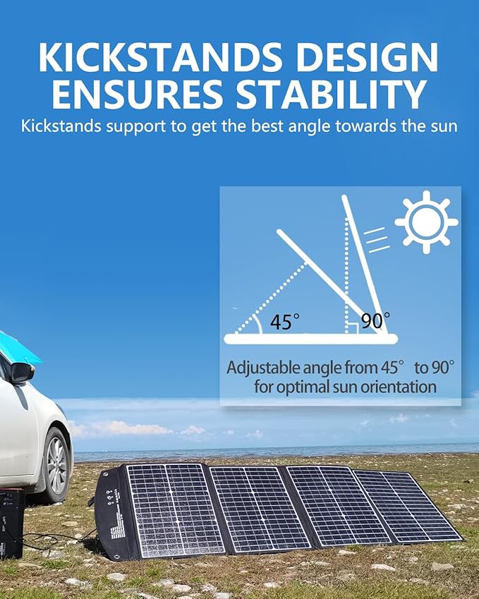 ELECAENTA 120W Portable Solar Panel for Jackery/EF Ecoflow/Bluetti/Anker Power Station 25% Conversion PD45W DC USB QC3.0 Foldable Solar Charger for Outdoors RVs Camping Off Grid