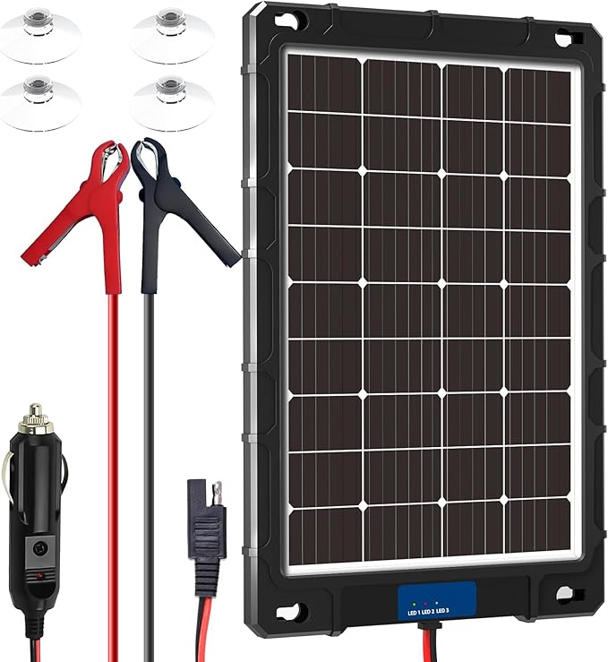 20W 12V Solar Panel Kit with Upgraded Controller for Car RV Motorcycle and Marine Applications
