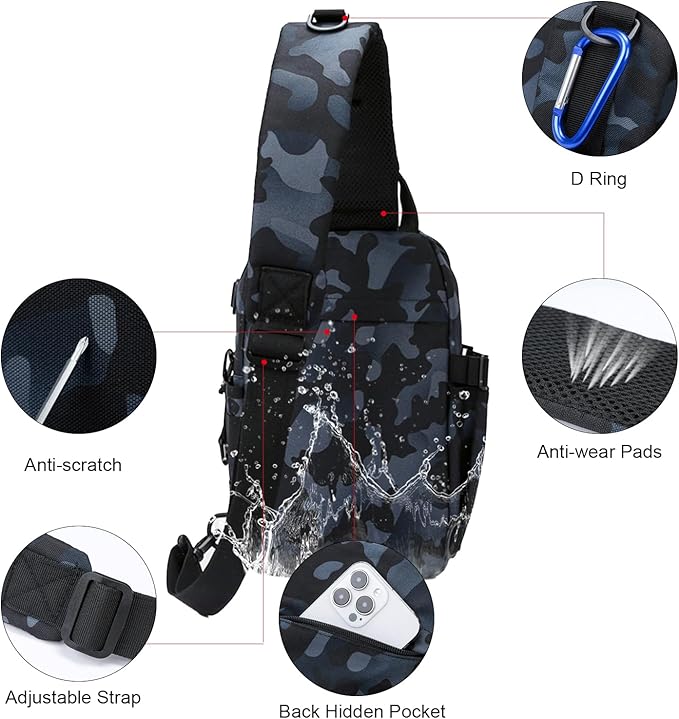 Tactical Backpack for Men Military Sling Bag Outdoor Crossbody Shoulder Pack Chest Bag for Hiking Fishing Camping Essentials