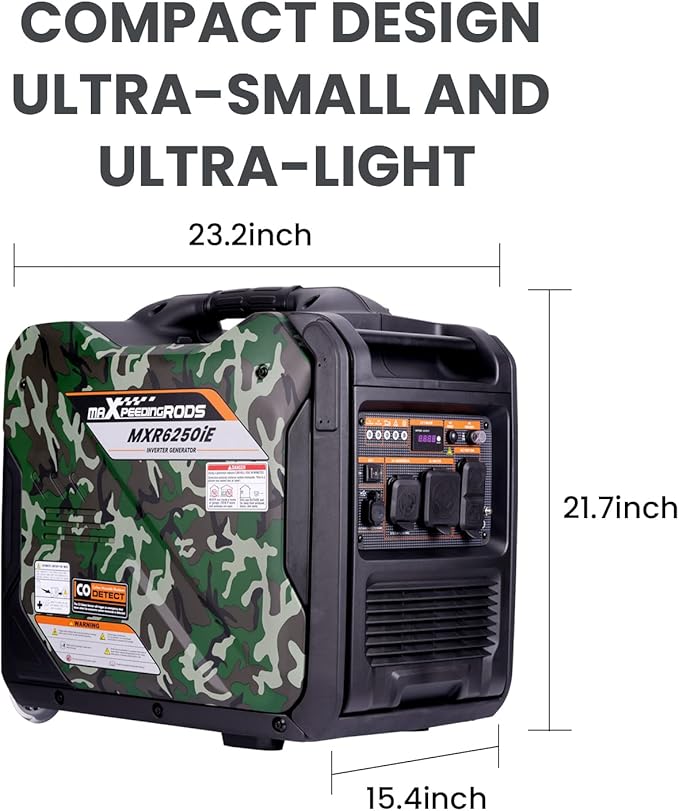 MaXpeedingrods 5500W Inverter GeneratorGas Powered 86lbs Electric Start EPA Compliant for Mobile Home Yard Garage WoodworkWheel &amp Handle KitRV Ready