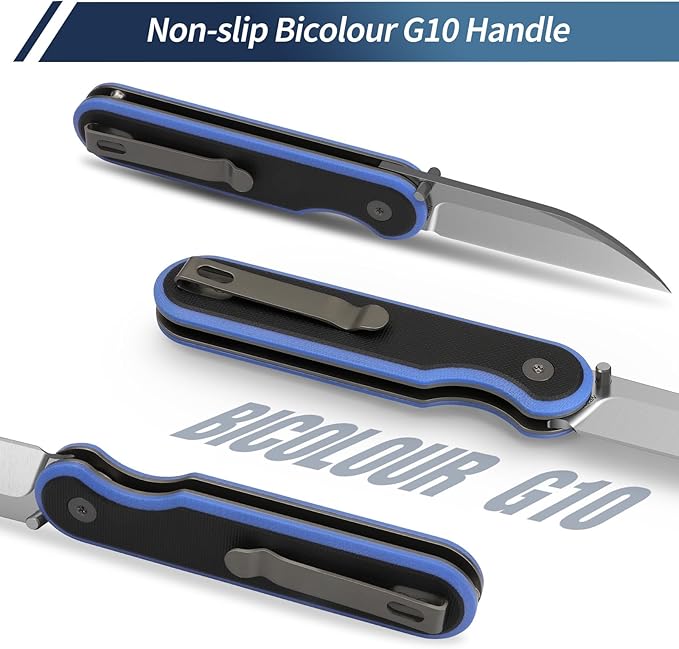 FINTISO Pocket Knife 3 14C28N Blade EDC Knife with G10 Handle Folding Knife with Pocket Clip for Outdoor Camping Hunting Hiking Survival Parrot Series