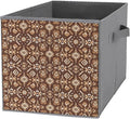 Space-Saving Fabric Storage Cubes Aztec Native American Southwestern Boho Brown Collapsible Baskets with Handles Stylish Storage Solution for Home