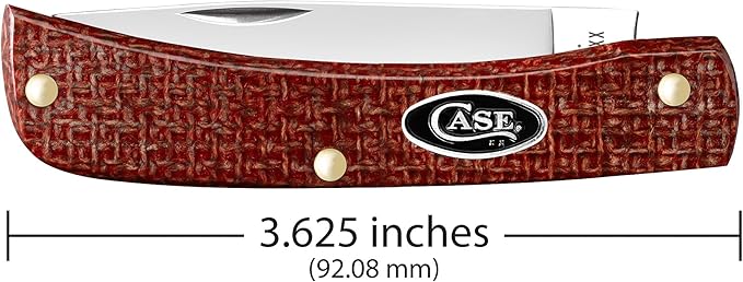 Case XX Pocket Knife SOD BUSTER JR - DARK RED BURLAP MICARTA Item #12273-10137 CS - Length Closed: 3 5/8Inches