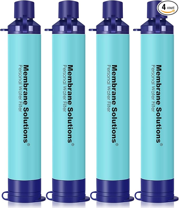 Membrane Solutions Straw Water Filter S1 NSF/ANSI 42&amp372&amp401 certificated Survival Filtration Portable Gear Emergency Preparedness Supply for Drinking Hiking Camping Team Family Outing