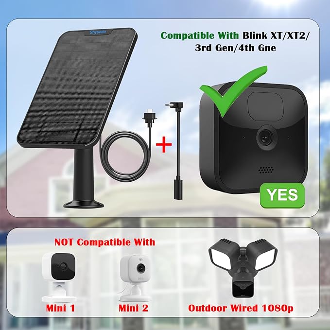 4W Solar Panel Charging Compatible with Blink 3rd Gen/XT/XT2/4th Gen Camerawith 13.1ft Waterproof Charging Cable IP65 WeatherproofIncludes Secure Wall Mount(3-Pack)