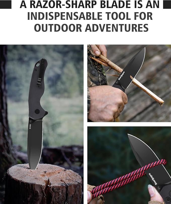 Pocket Knife – 2.99 8Cr14MoV Steel Blade G10 Handle | EDC Folding Knife with Pocket Clip for Men &amp Women | Sharp for Camping Fishing Hunting Tactical Use &amp Survival Hiking -Dark Gray