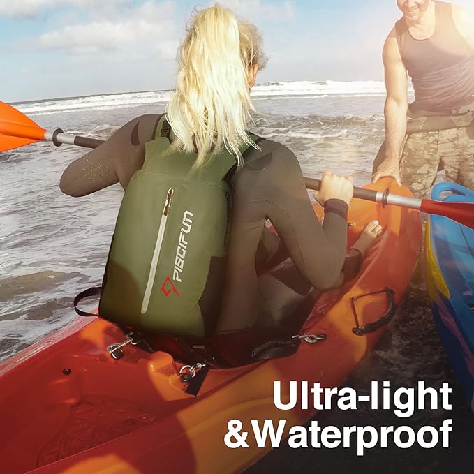 Piscifun Dry Bag Waterproof Lightweight Dry Backpack Roll-Top Sealed with Waist Pouch and Phone Case Keeps Gear Dry Inside for Kayaking Boating 10L 20L 30L
