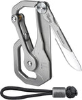 KeyUnity KU00 Titanium Quickdraw Carabiner with Folding Knife B Shaped EDC Multifunctional Keychain with 2 Inch Ruler Palm Sized Lightweight Stainless Body Perfect for Home/Office/Camping