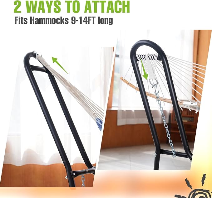 Zupapa 2 Person Steel Hammock Stand 550 lb Capacity Portable Hammock Frame Stand Heavy Duty for 9 to 14Feet Hammocks Carry Bag Included Black