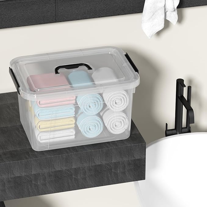18 L Clear Latch Storage Bins with Handle 4 Pack Plastic Storage Box with Lids