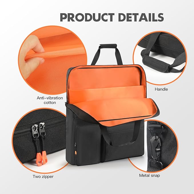 Solar Panel Carrying Case Compatible with Jackery SolarSaga 100W 200W / Anker 100W 200W / Ecoflow 110W 160W 220W / Renogy 100W 200W Storage Bag Suitable for Travel and Home Storage (Black+Orange)