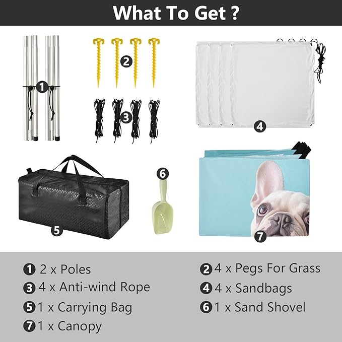 ALAZA Top View of French Bulldog Beach Tent Sun Shelter Portable Canopy Sunshade for Outdoor Camping Picnics Backyard Fun 10x9 ft