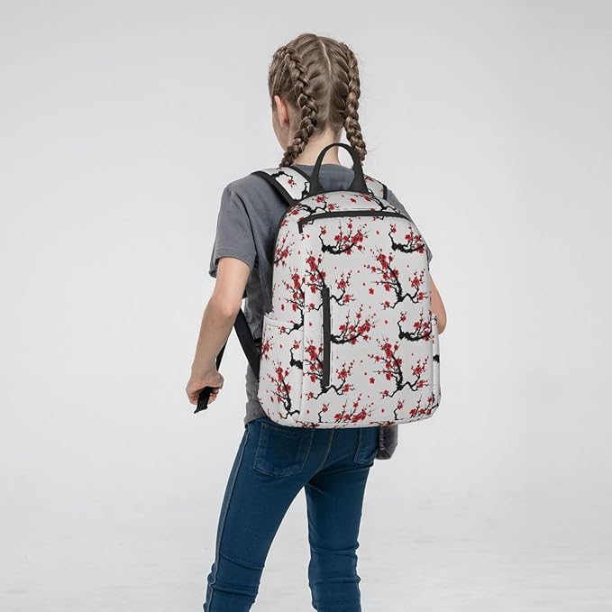 Men Women Bookbag Japanese Watercolor Cherry Blossom Laptop &amp Tablet Backpack for Travel &amp Work