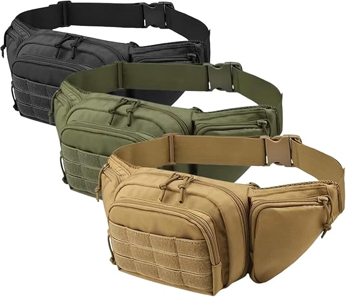 Tactical Nylon Shoulder &amp Waist Pack Hiking Chest Sling Fanny Pack with MOLLE High Capacity Phone &amp Gear Organizer