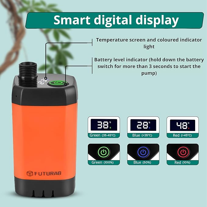 Portable Camping Shower 6000mAh Rechargeable - Outdoor Camp Shower Pump with Intelligent Digital Display for Hiking Travel Pet Bath Car Washing - Filtered Shower Head Multiple Spray Modes