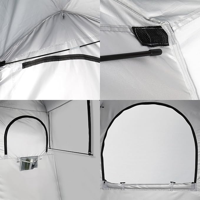 2 Room Shower Tent 7.5ft Changing Tent w/Mesh Pocket &amp Clothesline Large Instant Pop Up Privacy Tent Easy Set Up Camping Essentials Portable Shelter for Toilet Fishing Dressing Blue &amp