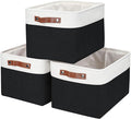 Storage Bins Large Fabric Storage Baskets for Shelves 3 Pack Decorative Linen Closet Baskets with Handles for Organizing Shelf Clothes Home Office 15x11x9.5Inches (Black&ampWhite)