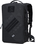 MGFLASHFORCE Tactical Travel Backpack for Men Molle Work Daypack Carry On Bag 15.6 Laptop Compartment Expandable 24L to 35L (Black)