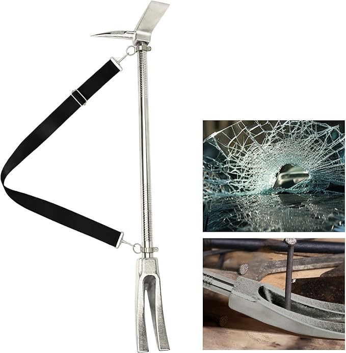 30 Halligan Bar Firefighter Tool with Shoulder Strap - Forged Steel One-Piece Construction | Fork Gap Design
