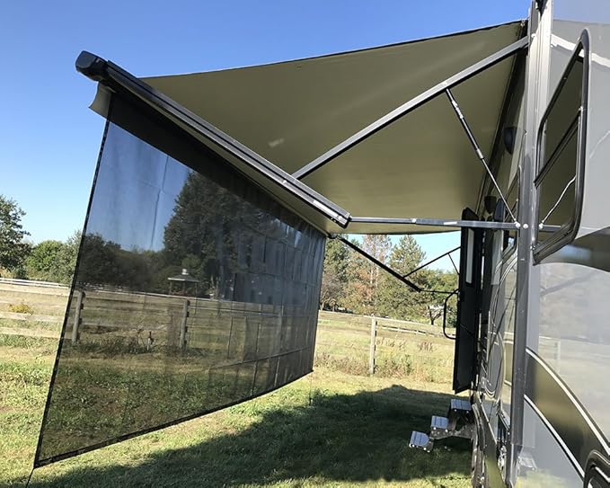 Tentproinc RV Awning Sun Shade Screen 9' X 15' 3'' (Fit for 16' Awning) Mesh Sunshade for RV Awning Motorhome Camping Trailer Awning Sunscreen UV Sunblock Shadescreen - 3 Year Warranty (Black)