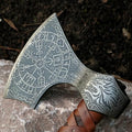 SHINY CRAFTS® Handcrafted Viking Axe – Engraved Nordic Blade with Wooden Handle Unique Gift for Men Collectors Cosplay and Medieval Decor (Brown-VBA-12)