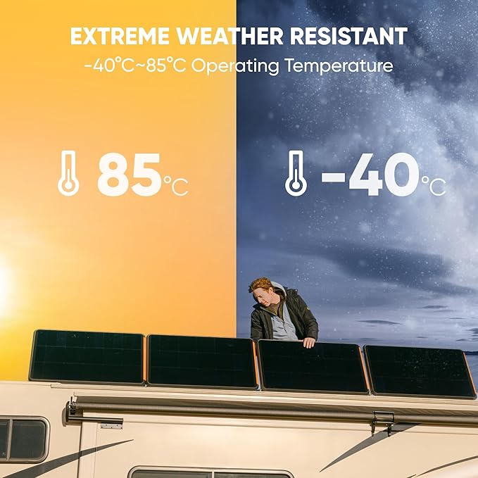 Jackery SolarSaga 100 Prime Bifacial DIY Solar Panel 100W Portable Solar Charger Featuring 25% Conversion Efficiency IP68 Waterproof Solar Generator - Vans Roofs Balconies RV Off-Grid Cabins.