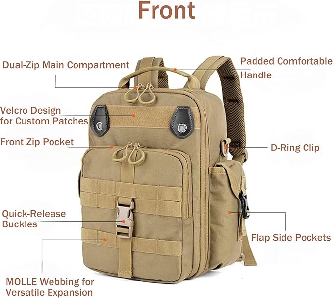 18L Tactical MOLLE Backpack - Men's Travel Backpacks This EDC Bag Has Multiple Ways to Carry as Backpack Crossbody (Black)