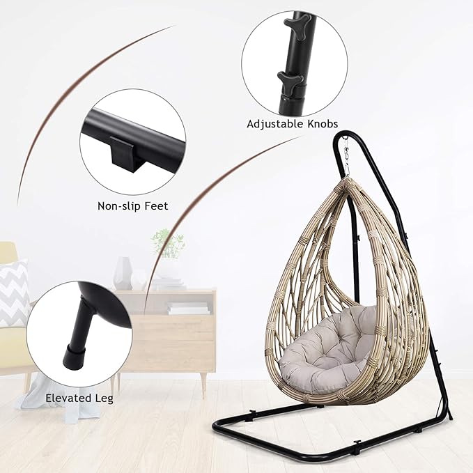 Happygrill Hammock Stand Adjustable Height 78.5 to 98.5 Replacement Hammock Stand for Hammock Air Porch Swing Chair