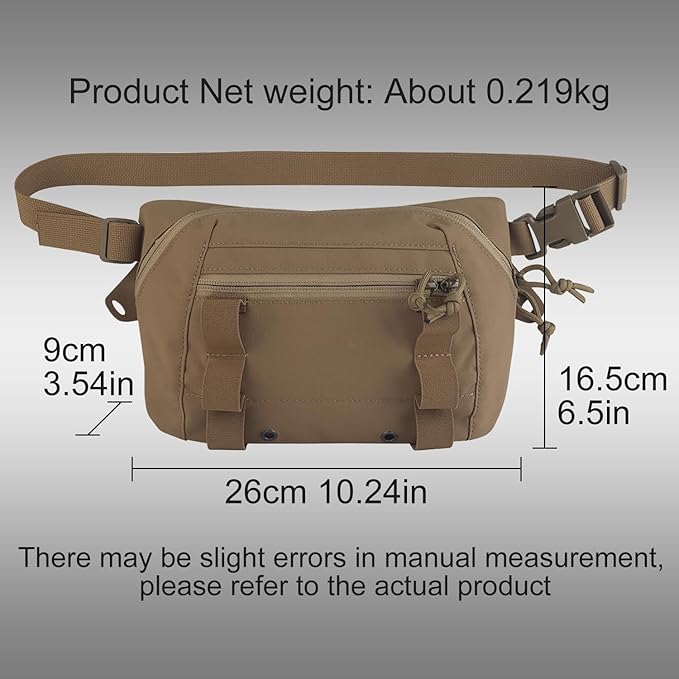 Zhongren Tactical Drop Waist Pouch Adjustable Waist Belt Bag Molle Tool Pouch with Hook and Loop for Tactical Vest Chest Rig (Tan)