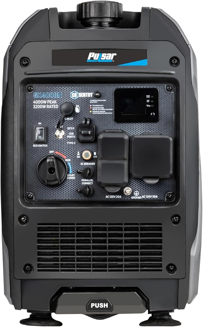 Pulsar Products GX400BN 4000W Portable Ultra-Quiet Dual Fuel &amp Parallel Capability RV-Ready Handle &amp Wheels with CO
