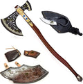 Kraatos War Axe Viking Battle Axe Replica Ax - Handmade Forged Stainless Steel Axe Prop Tool with Viking Axe Hatchet Solid Wood Handle Skarde Seax Men's Gift