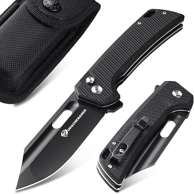 8.11 Large Pocket Knife for Men B-26 3.94 14C28N Blade Large Tactical Pocket Knife with G10 Handle Upgraded Reinforced Lock Includes Pocket Clip and Nylon Sheath for Camping Survival
