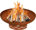 KOL Fire Pit for Outside Wood Burning 35.5 Inch Large Round Firepit Bowl Outdoor and Patio Heavy-Duty Bonfire Pit Oxidized Finish Free-Standing Camping Backyard Terrace