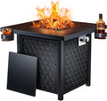 Ciays Propane Fire Pits 32 Inch Outdoor Gas Fire Pit 50000 BTU Steel Fire Table with Lid and Lava Rock Add Warmth and Ambience to Gatherings and Parties On Patio Deck Garden Backyard Black