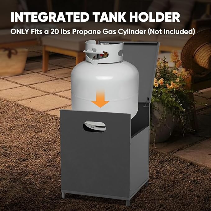 35’’ Smokeless Outdoor Propane Fireplace with Tank Storage CSA Certified 50000 BTU Patio Fire Pit with Cover for Garden Backyard Patio Black/Beige