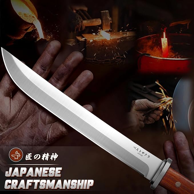Tanto Fixed Blade Knife - Japanese Outdoor Survival Knives with Leather Sheath 5mm Thick Full Tang Bushcraft Knife for Camping Hiking Premium Gifts for Men