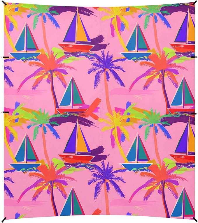 Beach Canopy with Windproof Ropes &amp Sandbags Beach Tent Sun Shade Sun Shelter for Camping Trips Fishing Backyard Fun or Picnics Palm Tree
