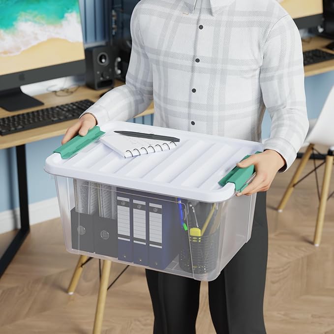 20 Quarts Latching Storage Boxes 6-pack Clear Plastic Bins Containers with Lids