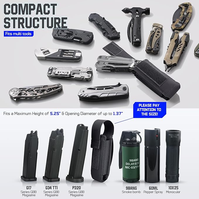 WYNEX Tactical Chest Rig Bag of Laser Cut Design Molle Chest Pouch Utility Recon Kit Bag Tactical Chest Pack Bag WYNEX OC Pepper Spray Holster Pouch Small MOLLE Flashlight Holder