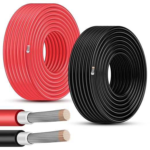 10 Gauge Wire - iGreely Solar Panel Wire 100Ft Black &amp 100Ft Red 10AWG(6mm²) Tinned Copper UV Resistant Cable for Solar Panel MPPT Controller Boat Marine Automotive RV Outdoor