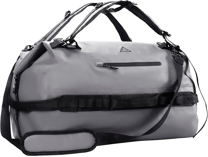 Haimont Large Waterproof Duffel Backpack Roll-Top Heavy Duty Dry Duffle Bag for Boating Travel Motorcycle Kayaking Camping 60L