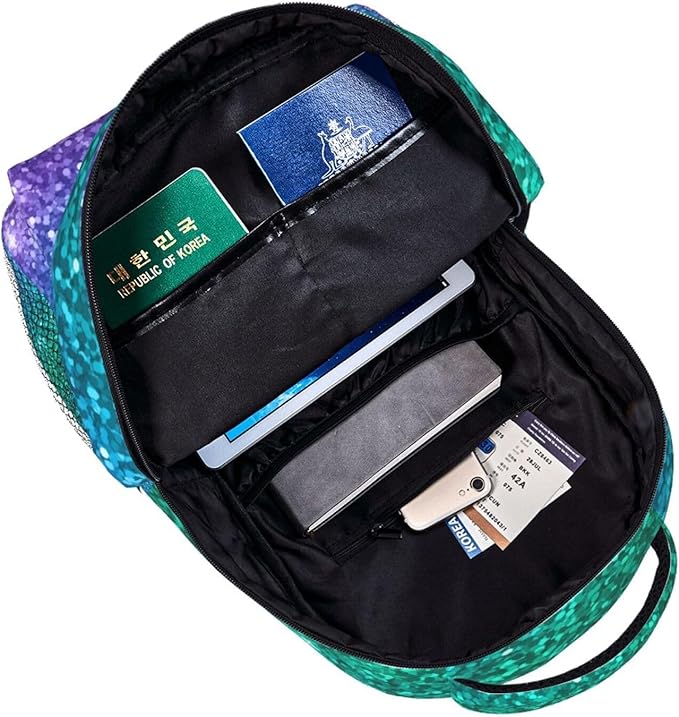 Women Men Travel Laptop Backpack Water Resistant Anti-Theft Bag Business Computer Backpack Bookbag Fashion Casual Outdoor Daypack for Beautiful Turquoise Glitter Sparkles Pattern