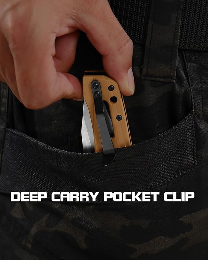 Dispatch Folding Pocket Knife with Clip 3.58 Inch 8Cr13MoV Steel Clip Point Blade with G10 Handle Tactical Pocket Knife for Men Outdoor Camping Hunting Hiking Survival Pocketknife