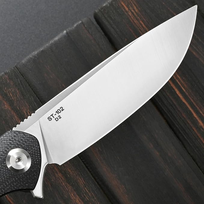 Sitivien ST102 Folding Knife D2 Steel Blade+G10 Handle Pocket Knife EDC Tool Knife for Outdoor Camping Hunting Survival (Black) …