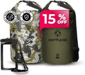 Earth Pak Waterproof Dry Bag - Roll Top Waterproof Backpack Sack (20L Camo &amp 20L Green)