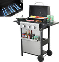 3 Burner Small Propane Gas Grill with Porcelain-Enameled Grates &amp Thermometer Stainless Steel BBQ Grill 25650 BTU with Folding Side Tables for Outdoor Cooking Kitchen Garden Patio