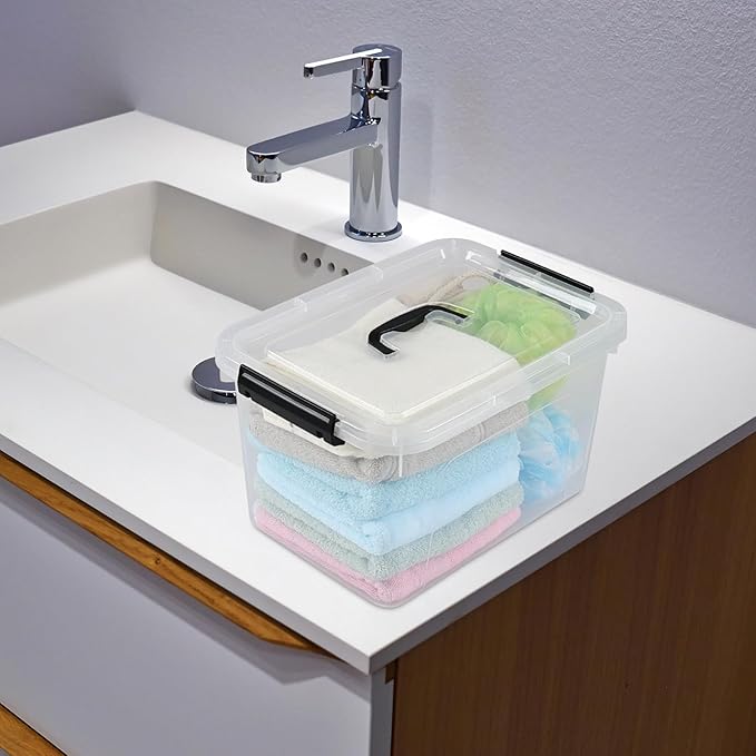 10 L Clear Plastic Storage Bin with Handle Latching Storage Box Bin with Lid 1 Packs