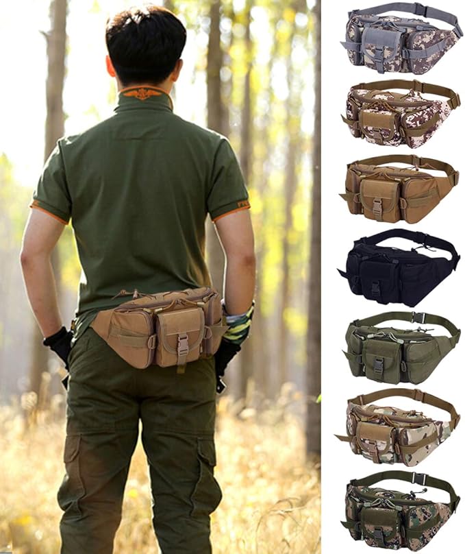 Tactical Fanny Pack Waist Bag Pack Sling Bag Range Bag Utility Hip Bag with Adjustable Strap for Outdoor Sports Jogging Walking Hiking Cycling (DW)